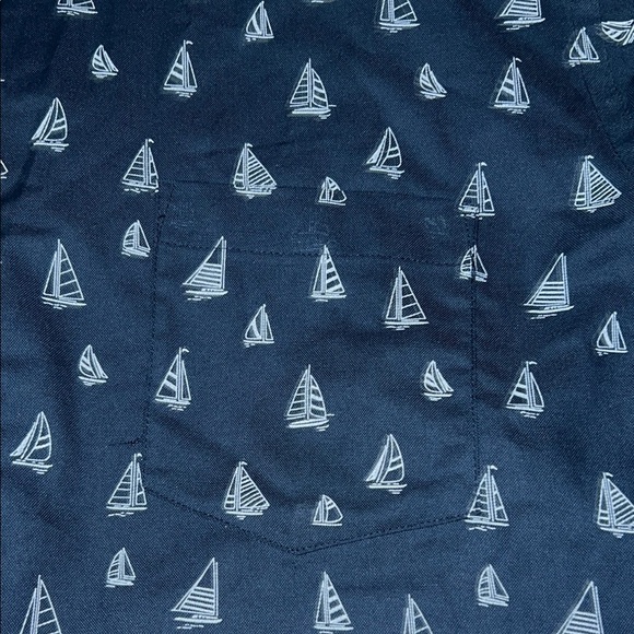 St. John's Bay Blue Casual Button Down Shirt Nautical Design - Picture 5 of 16